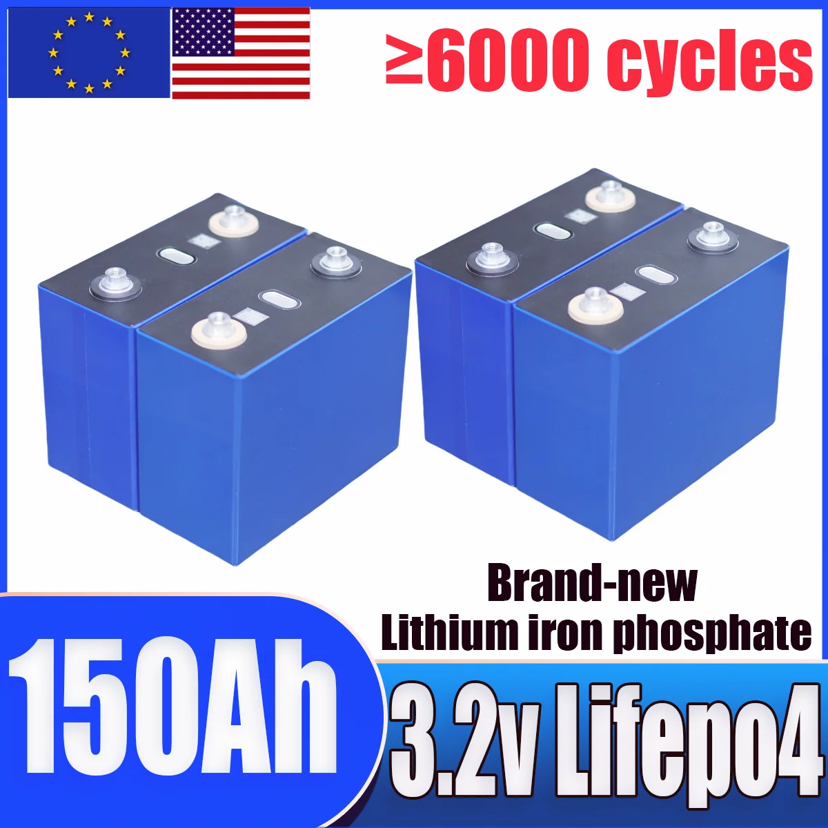

New 3.2V 150Ah LiFePO4 battery 3C DIY 12v 24V 48V Motorcycle Electric Car travel Solar inverter rechargeable battery Tax free