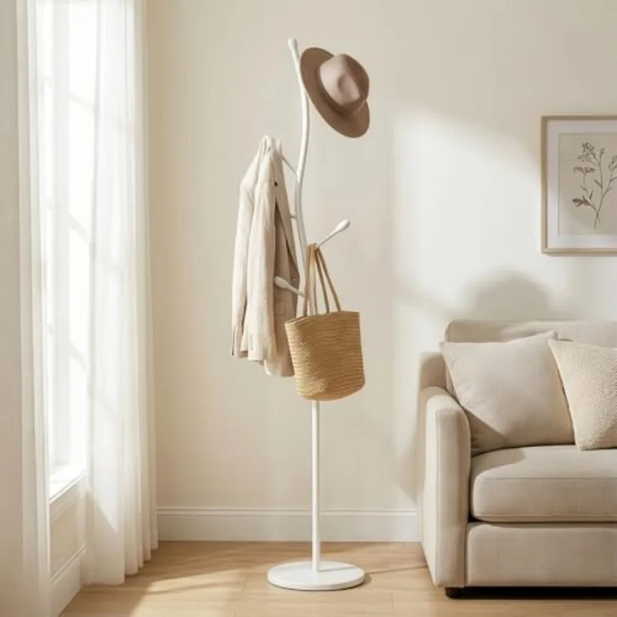 

Напольная вешалка для одежды белого цвета с основанием из натурального мрамора для современного прихожей, прочная металлическая подставка для шляп, шарфов, сумок, курток