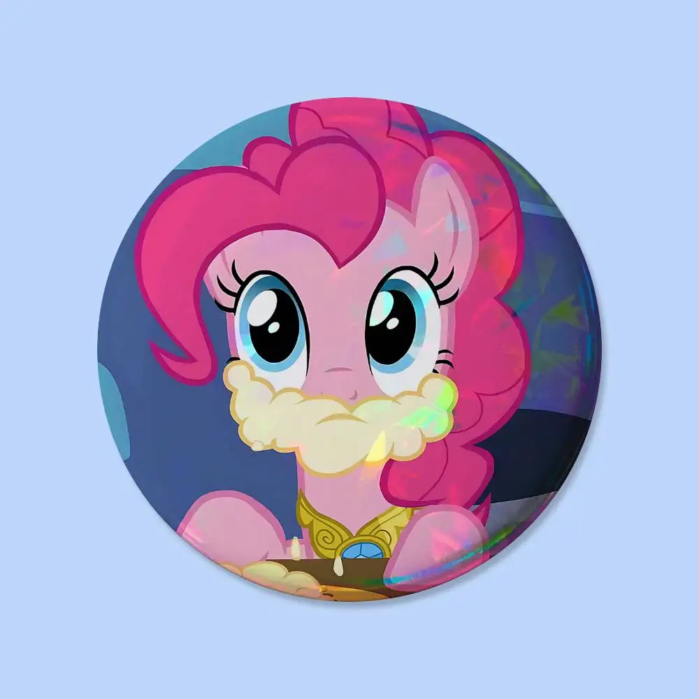 P-Pinkie P-PieS Niedliche Abzeichen 25 32 44 58 75 mm Runde Cosplay-Pins Taschendekoration Fans Sammlerstücke Freunde Geschenke Brosche Souvenir – Detail 6