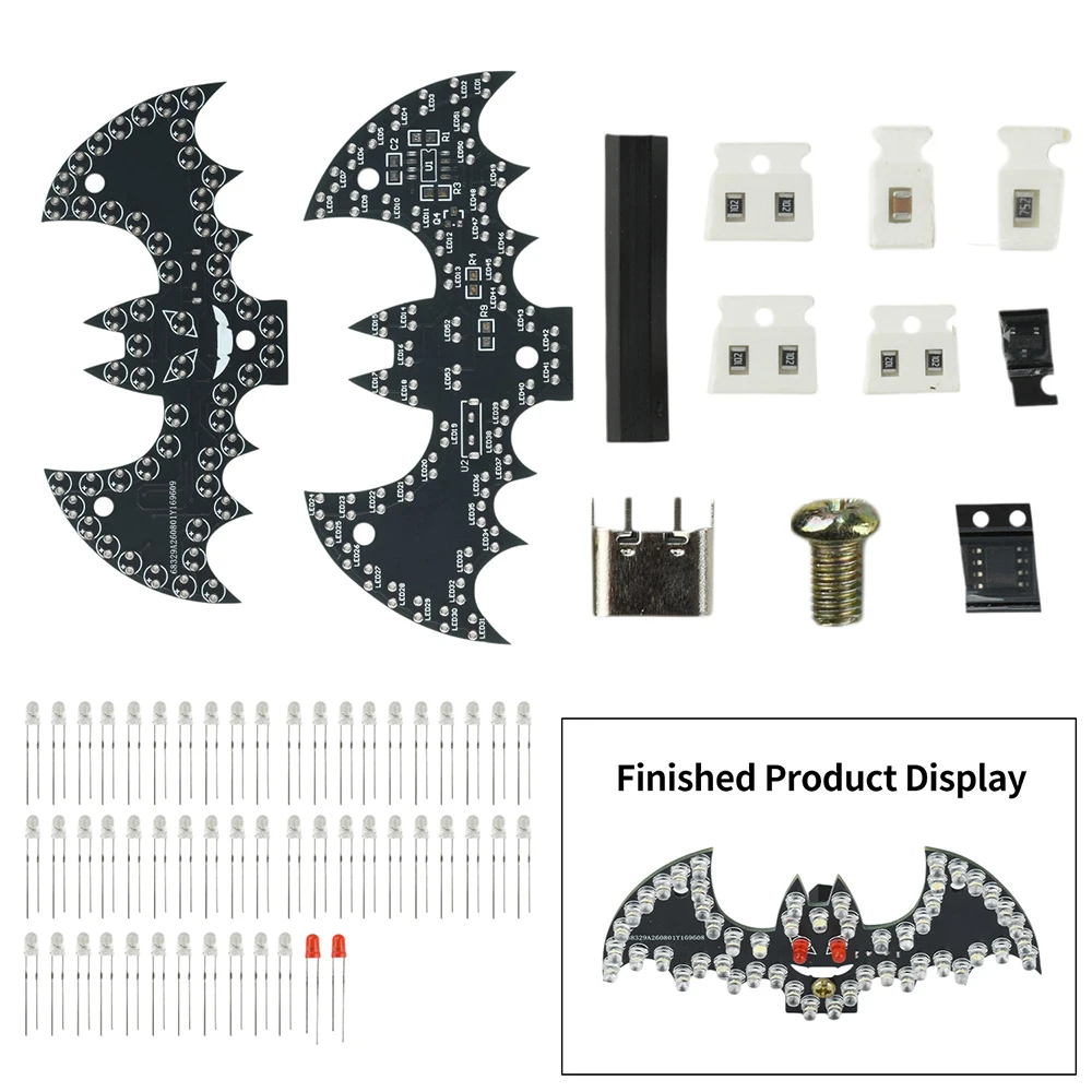 DC 5V LED Light DIY Bat Soldering Kit Touch Switch Fun Dynamic Lighting Beginner Electronic Welding Practice For Halloween TypeC