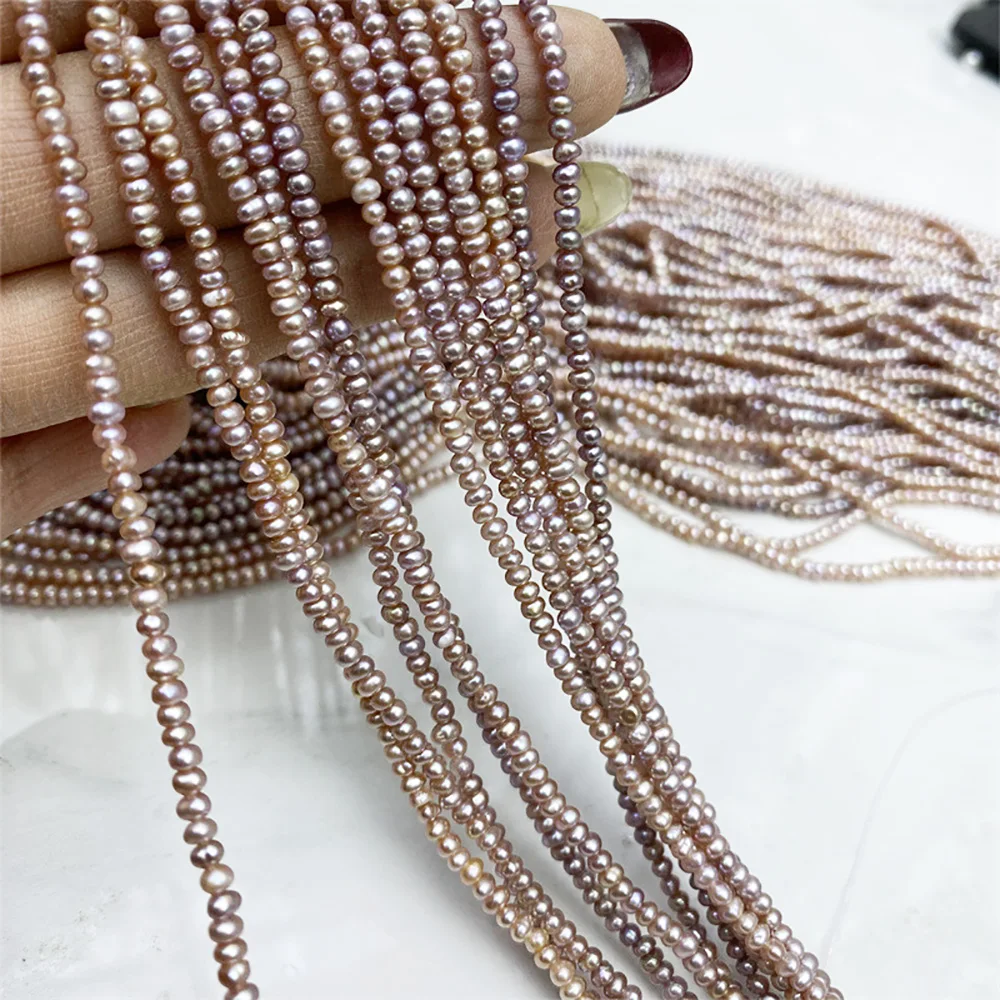 

Small Flat Beads Natural Freshwater Pearls 2-3mm Orange Purple Abacus Necklace Semi-Finished Jewelry DIY Handmade Women Gift