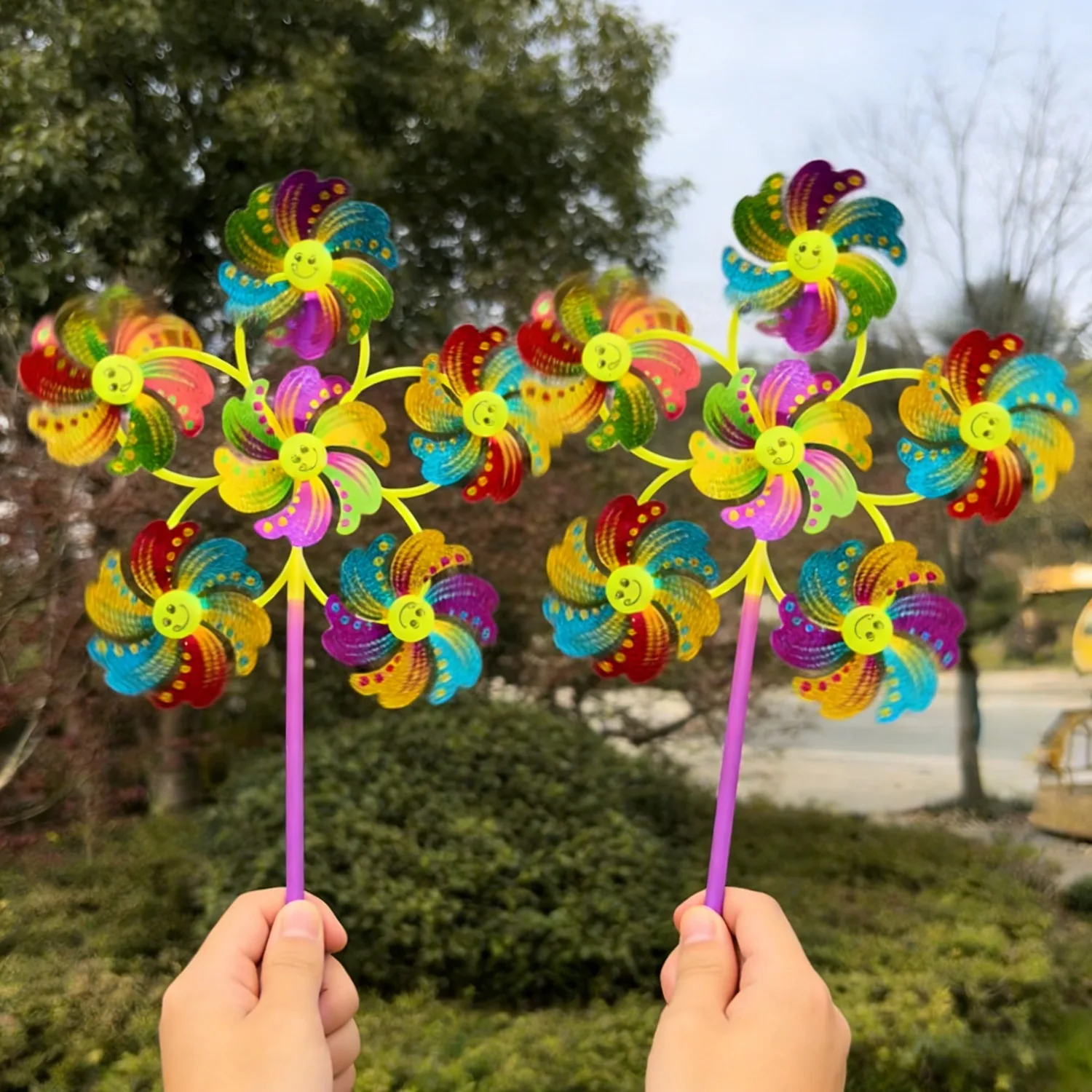 2 Pcs  Random Color Bright Pinwheel Weather Vane, Suitable for Wedding Decorations, Graduation Celebrations, Party Decorations