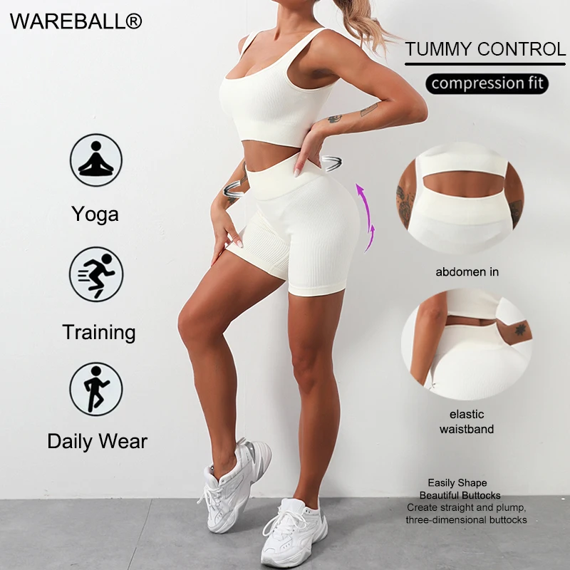 WAREBALL Mode Sport Wear Gameset Yoga Nahtlose High Stretch Sport-Bh Mit Biker Shorts Set Lässige Workout Frauen Set