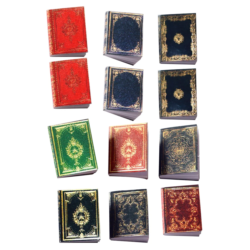 12 Pcs Pocket Classical Books Mini Bookshelves Small House Model Display Ornament Home Accessories Little