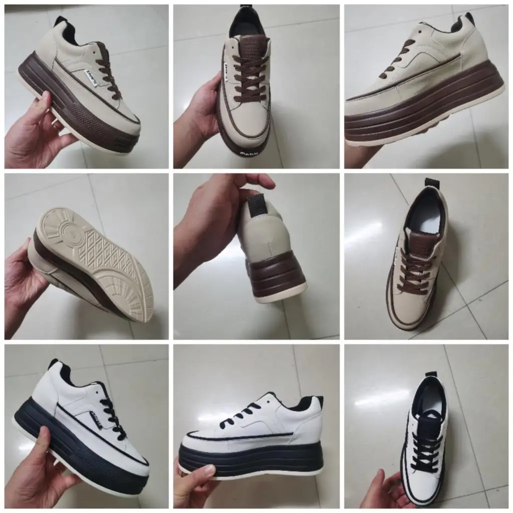 Zapatos blancos pequeños con suela gruesa de cuero genuino, informales, versátiles, otoño e invierno, 2023