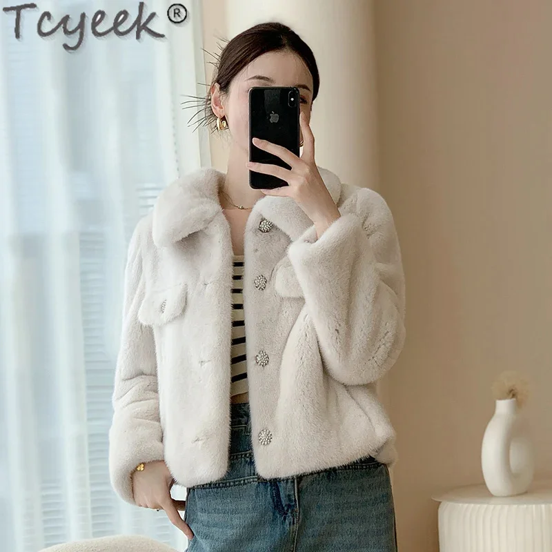 Natural Tcyeek Mink Fur Coat Women Winter Women's Jacket 2024 Short Style Fashion Whole Real Coats Fourrure Femme