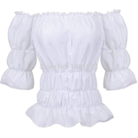Renaissance Medieval Chemise Shirt Pirate Women Victorian Girls Gothic Retro Peasant Wench Off Shoulder Blouse Resist Costume