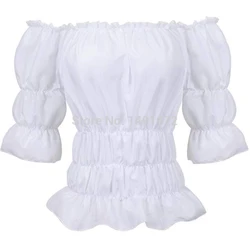 Renaissance Medieval Chemise Shirt Pirate Women Victorian Girls Gothic Retro Peasant Wench Off Shoulder Blouse Resist Costume