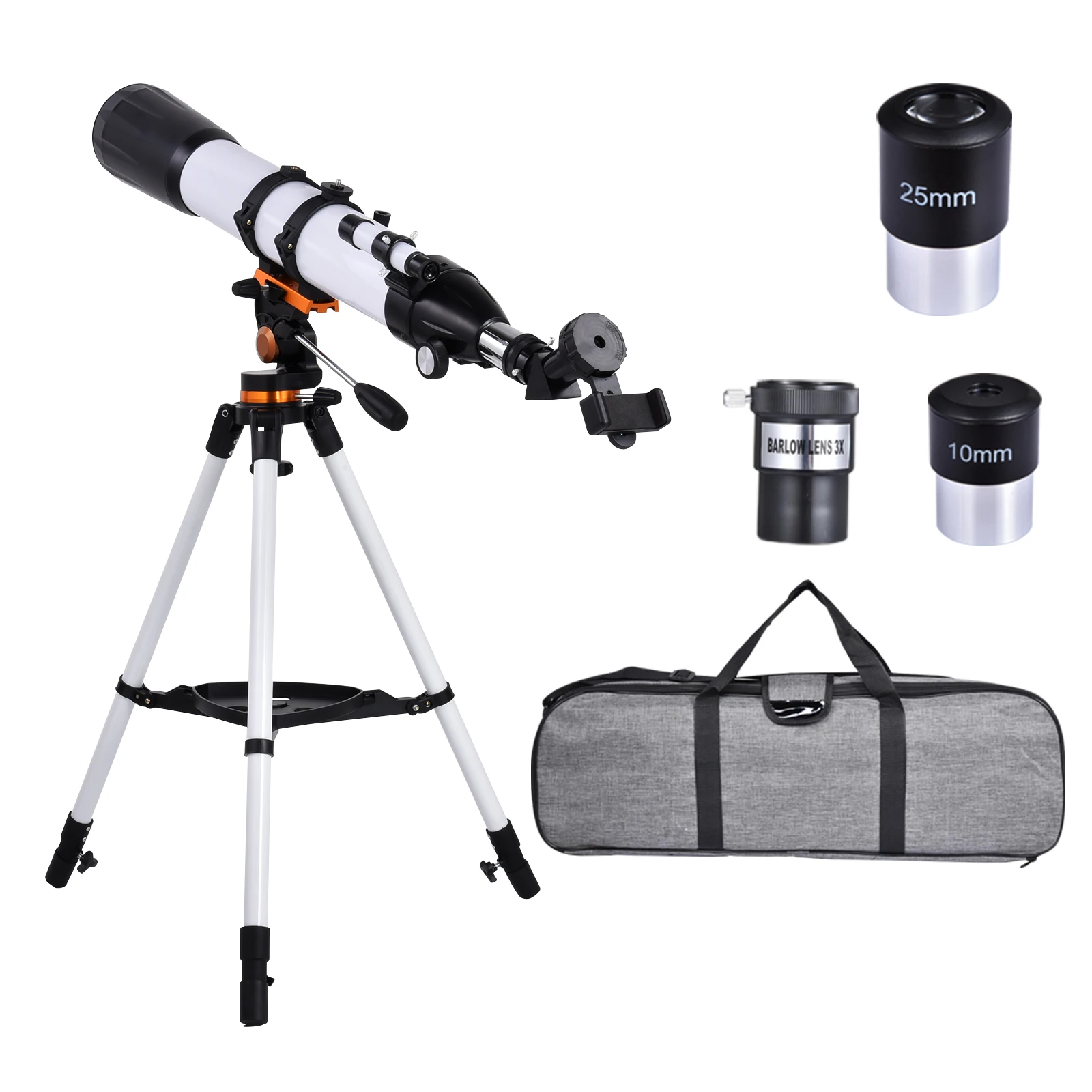 Télescope adulte, télescope d'astronomie à distance focale de 800 mm, équipement optique pour adultes et enfants débutants, exploration d'observation des étoiles