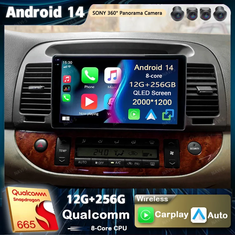 

Android 14 For Toyota Camry 5 XV 30 2001-2006 2K QLED Stereo Car Radio Multimedia Video Player GPS AI Voice CarPlay Head Unit 4G