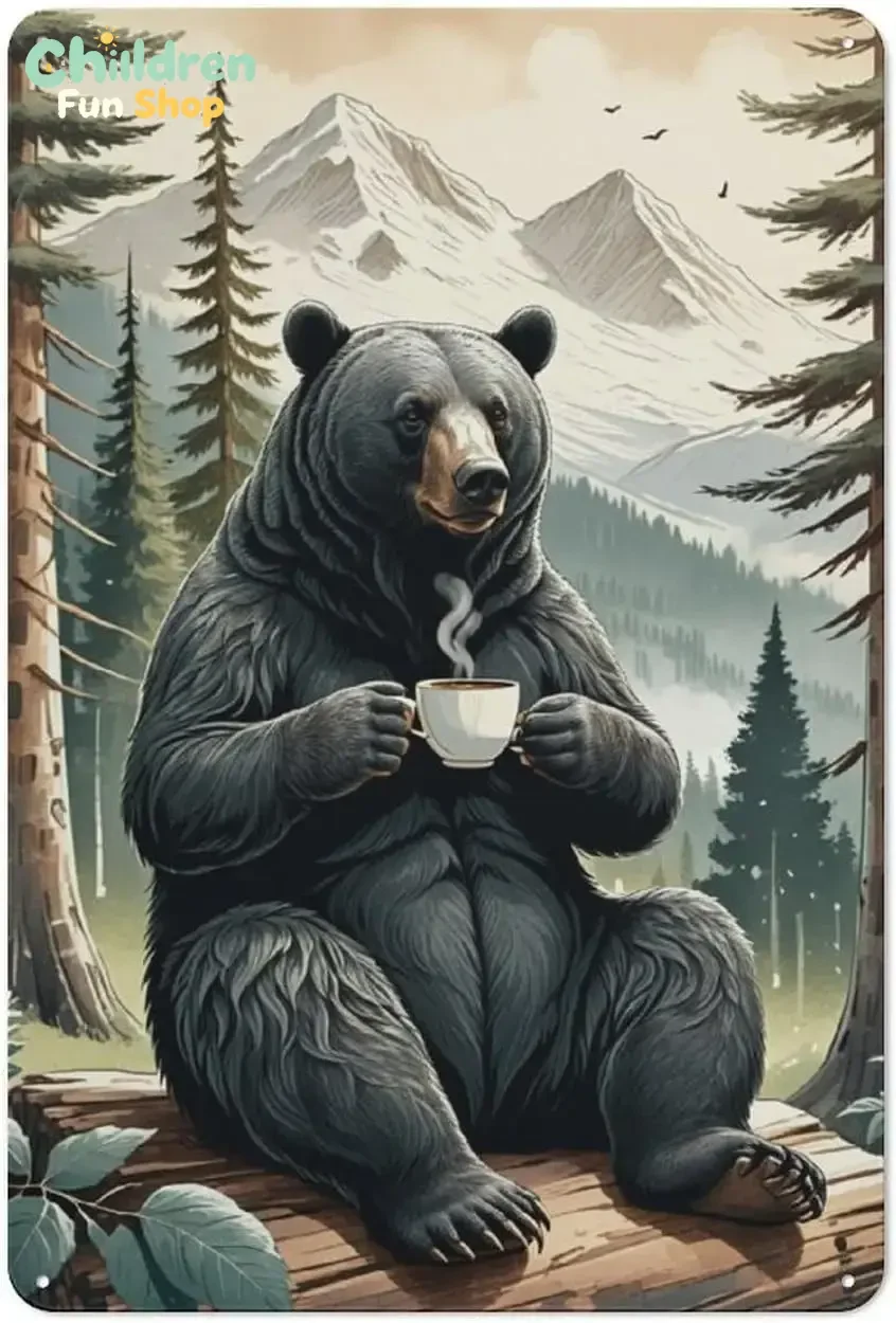Rustic Cabin And Lodge Decor with Vintage Wilderness Bear Metal Tin Sign,Bring The Outdoors In with Bear,Forests,and Lake-The