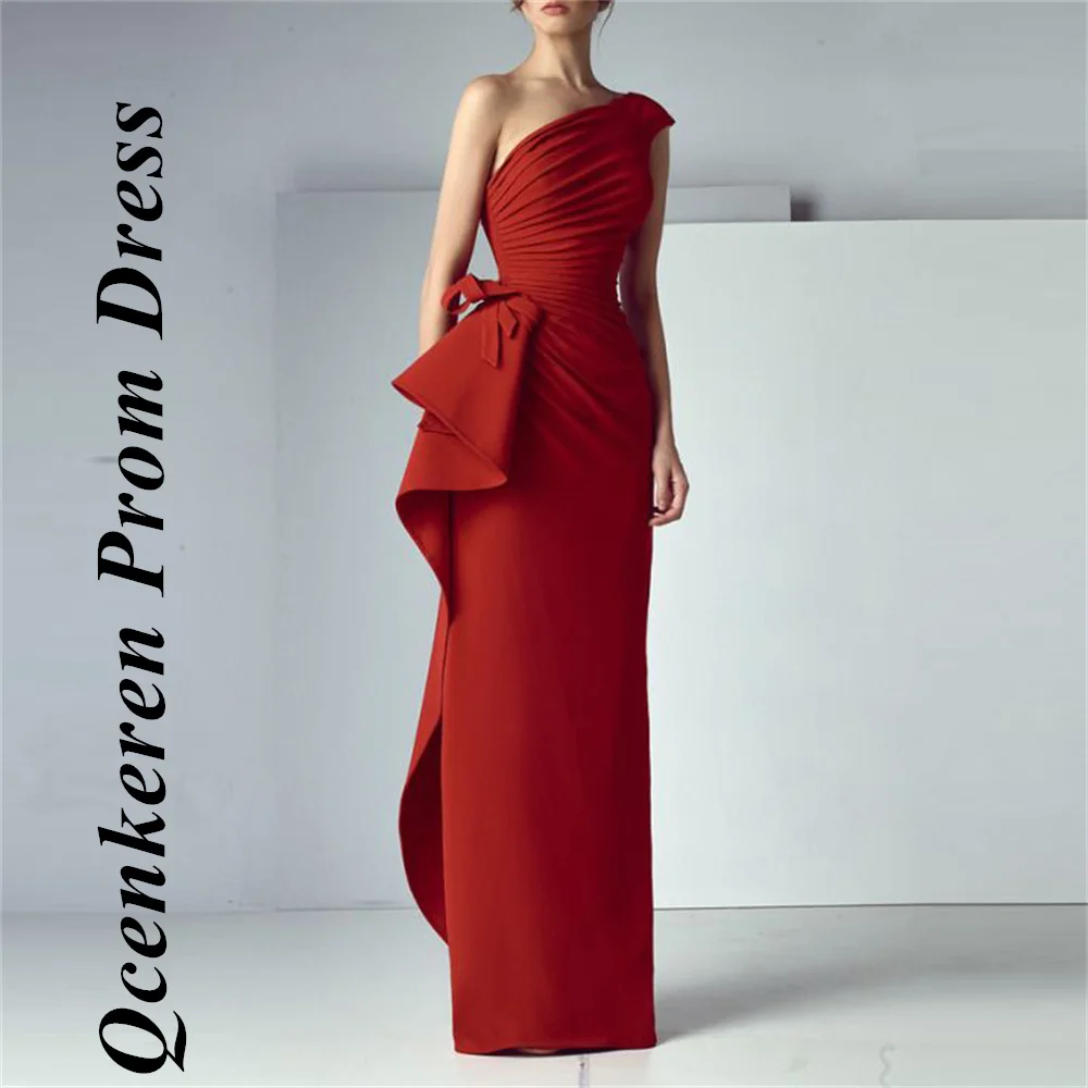 Qcenkeren Slim A-line Formal Dress Red Evening Dress 2024  Floor-Length elegant  One -shoulder Mature Prom dress Robes de soir