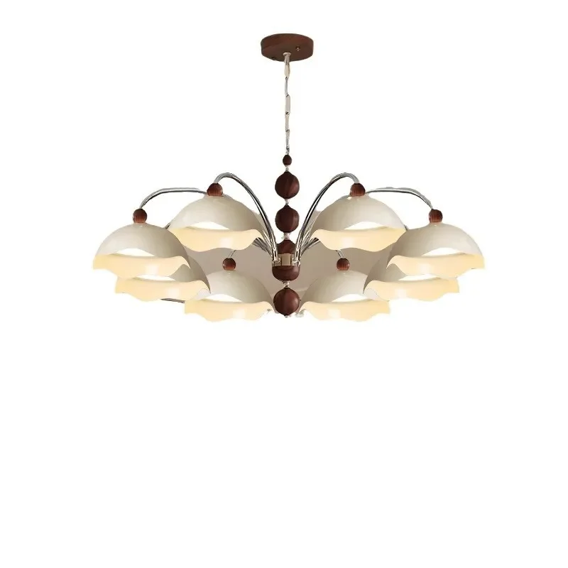 Cream Eggshell French Chandelier Antique Ceiling Light for Living Dining Room Bedroom Eye Care Main Lamp