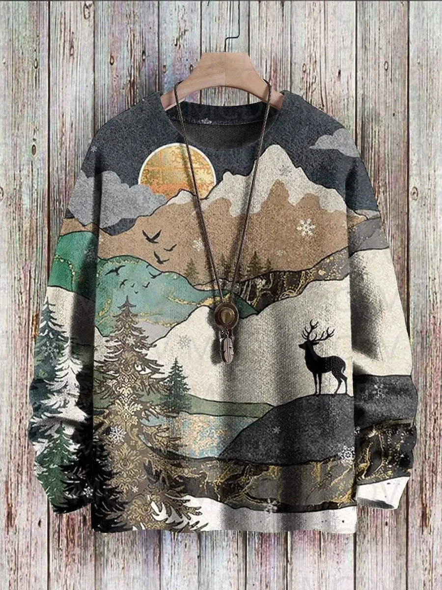 Christmas Cute Dog Colorful Art Pattern Print Casual Knit Pullover Sweater Men's For Women's Pullover