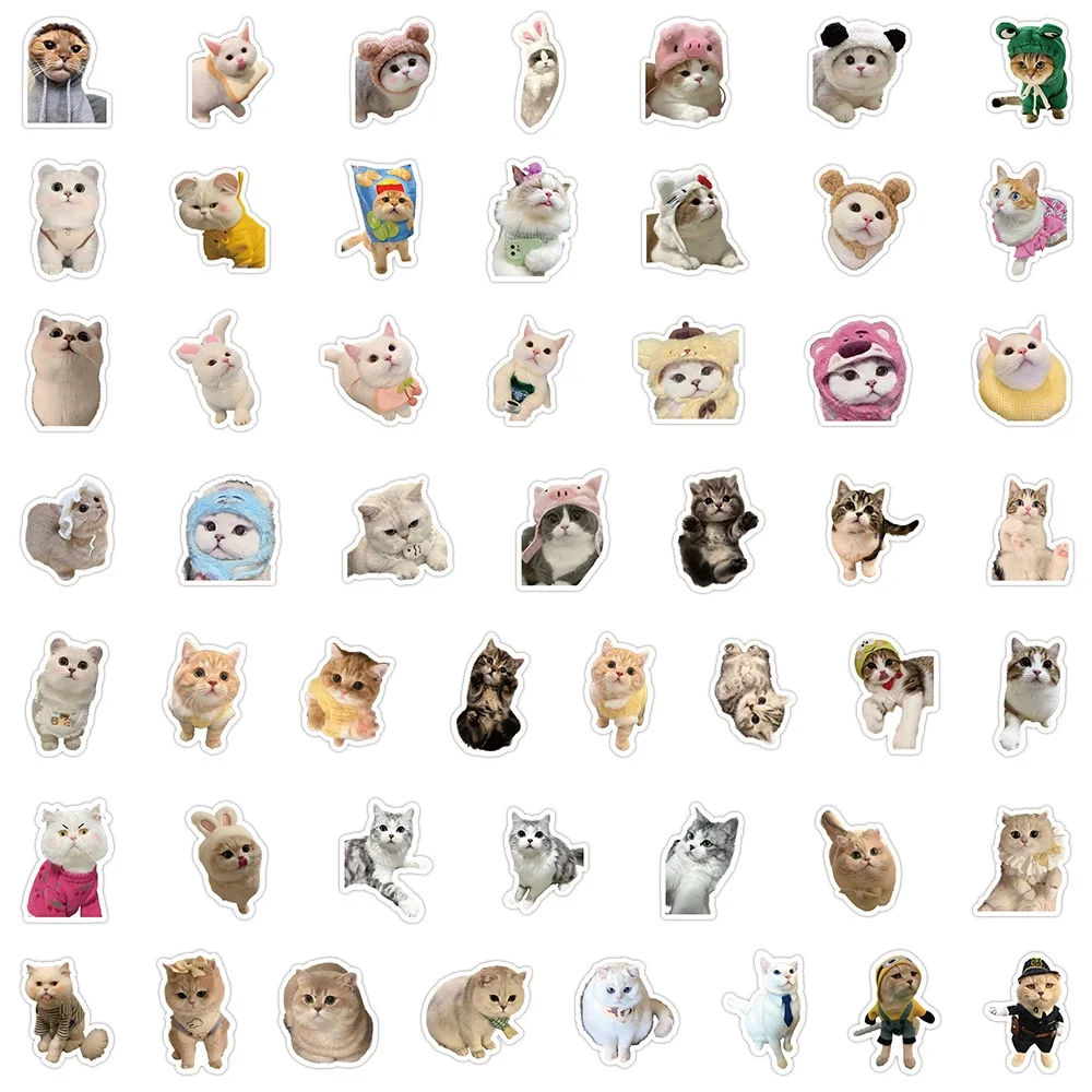 100PCS Cute Cartoon Realistic Cute Pet Kitten Waterproof Stickers For Hand Account Pencil Case Decals BulingBulingStickers Store