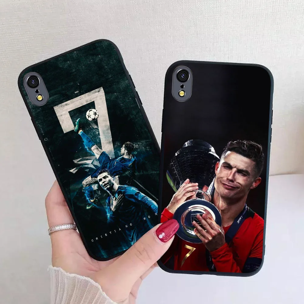 KK-15 CR7 رونالدو حافظة سوداء لهاتف آيفون 5 5s 6 6s 7 8 X XS XR SE 16E Max Plus