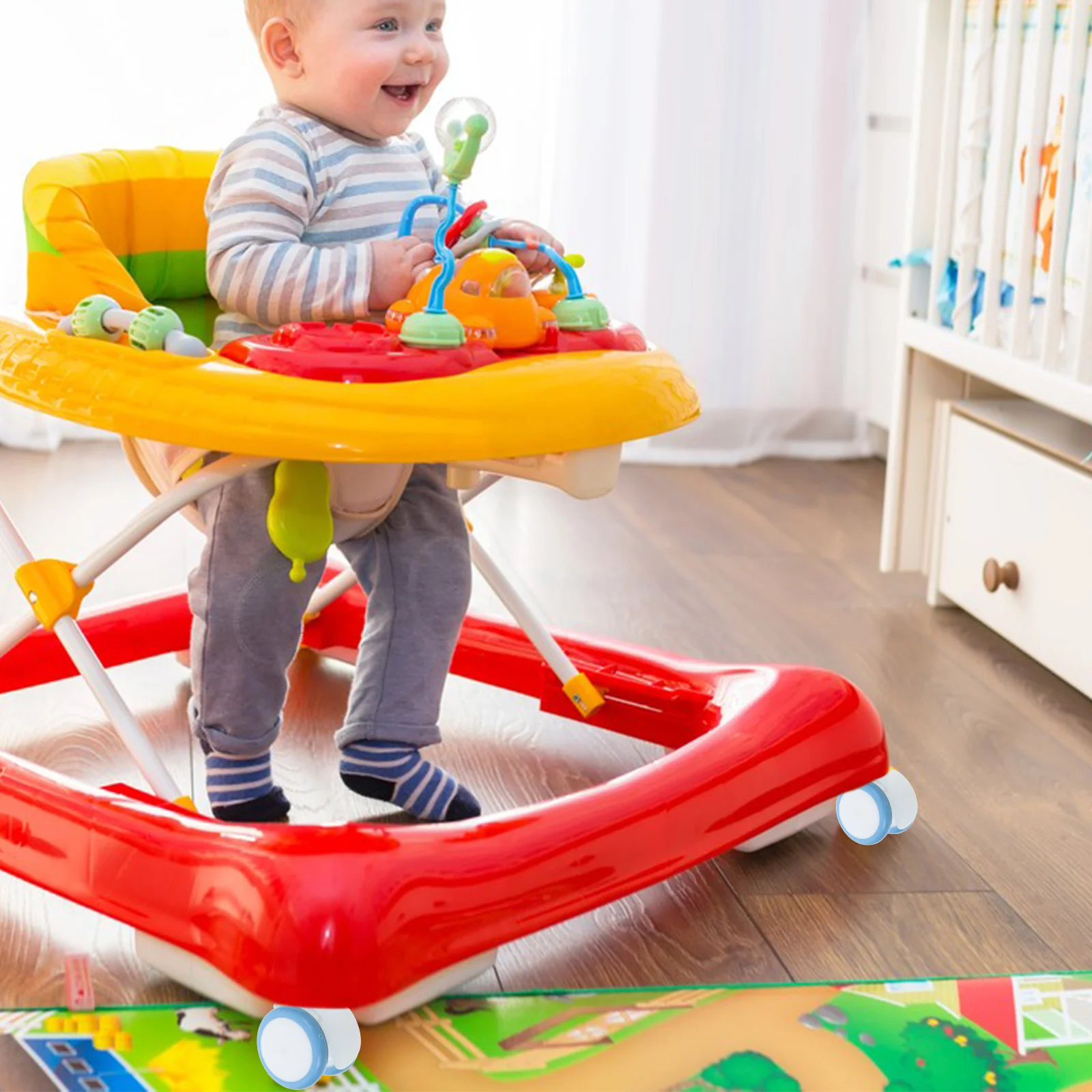 

4pcs Baby Walker Wheels Replacement Universal Durable Rubber Smooth Glide Stroller Cart Rear Rolling Parts Accessories