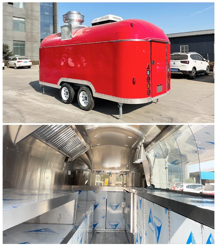 Chinese Custom Carritos De Comida Fast Food Track Mobile Coffee Shop Airstream Pizza Fast Food Trailer with Full Kitchen