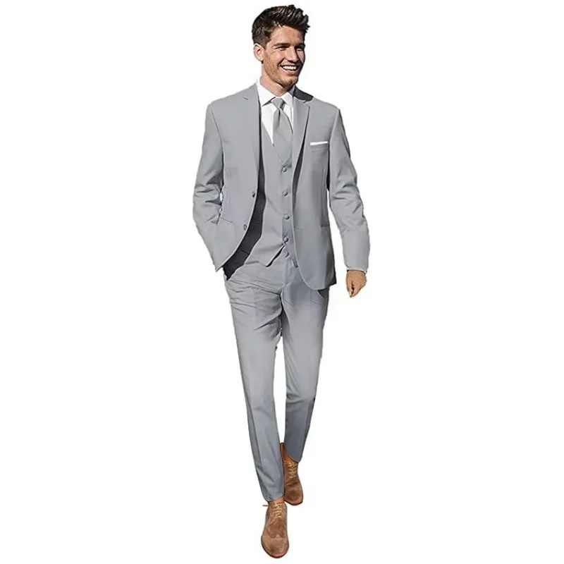 

High end men's three piece tailcoat business wedding formal suit (jacket+vest+trousers) groom's celebration set