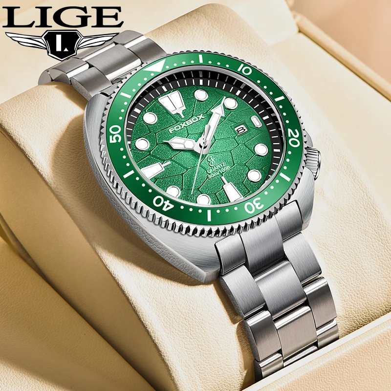 LIGE Fashion Luxury Quartz Man Watches Stainless Steel Band Waterproof Watch for Men Luminous Casual Sport Clock Date Wristwatch