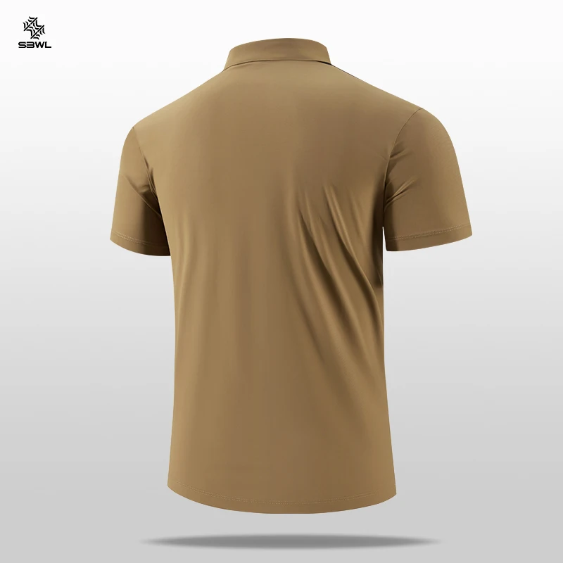 SBWL High Quality Zipper Polo Shirt Male Fashion Turn-Down Collar Short Sleeve Business Men Sports Style Quick Drying T-Shirt image 6