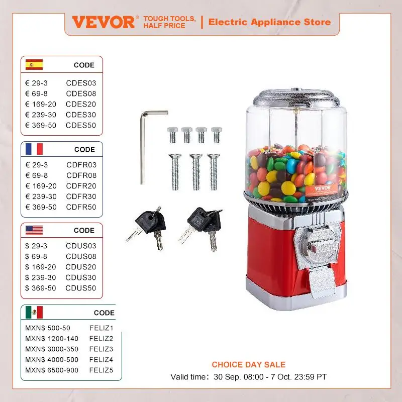 Vevor Gumball Machine Voor Kinderen Snoep Automaat Kauwgom Machine Muntautomaat Gumball Bank Voor Speelgoedballen Snoep