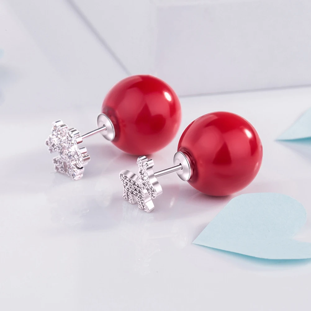 

1Pair Snowflake Deer Ear Studs with Festive Christmas Earrings for Women Unique Gift Jewelry Double Sided Design