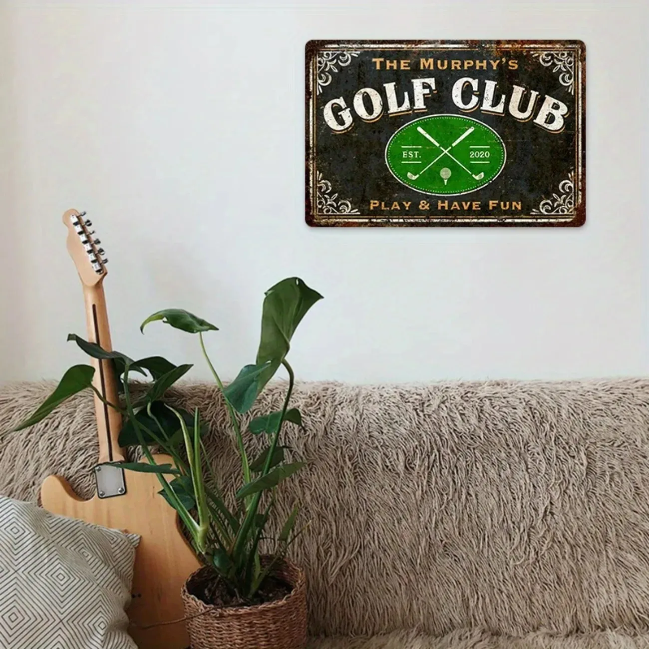 Customizable Metal Golf Club Custom Text Sign, Backyard Outdoor Decor, Durable Golfer Wall Plaque (For Decoration Only)
