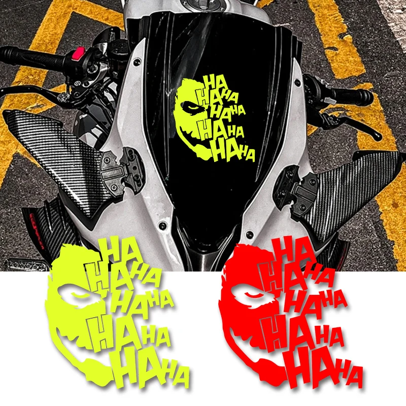 

Clown Mask HAHAHA Motorcycle Stickers Motorbike Fuel Tank Front Windshield Waterproof Funny Vinyl Decals Scooter Body Decoration