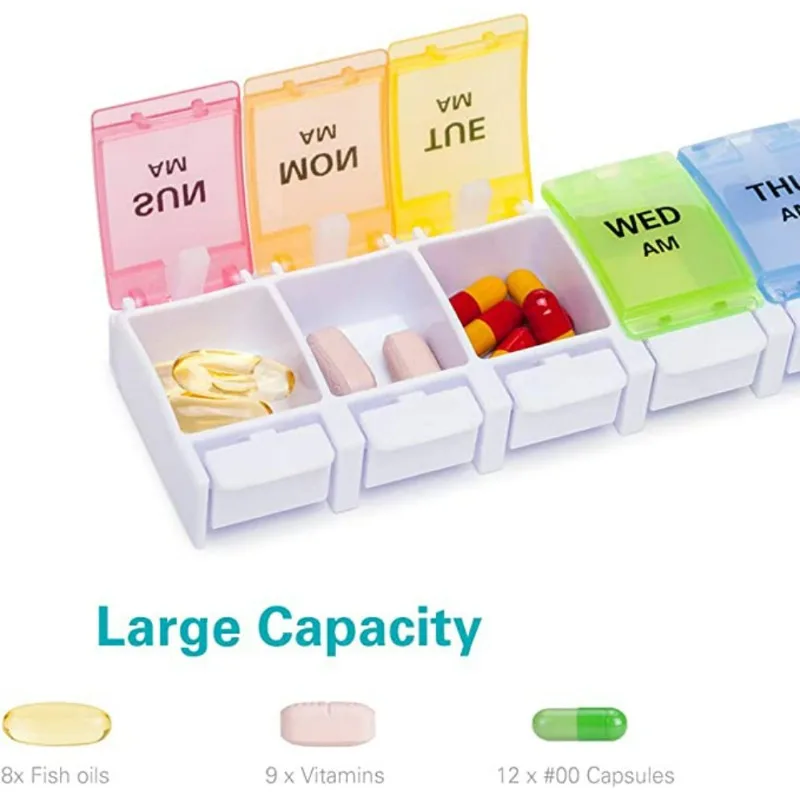 14 Days Weekly Pillbox Tablet Holder Medicine Storage Case Drug Container Pill Box Tablet Storage Box Organizer Pill Case