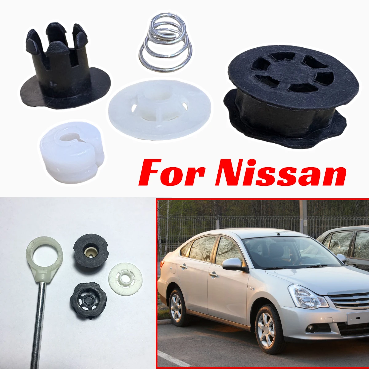 For Nissan Almera Latio Sunny Versa V-Drive 2012-2019 N17 Renault Scala Dacia Gear Shift Lever Bushing Cable Sleeve Grommet Kit