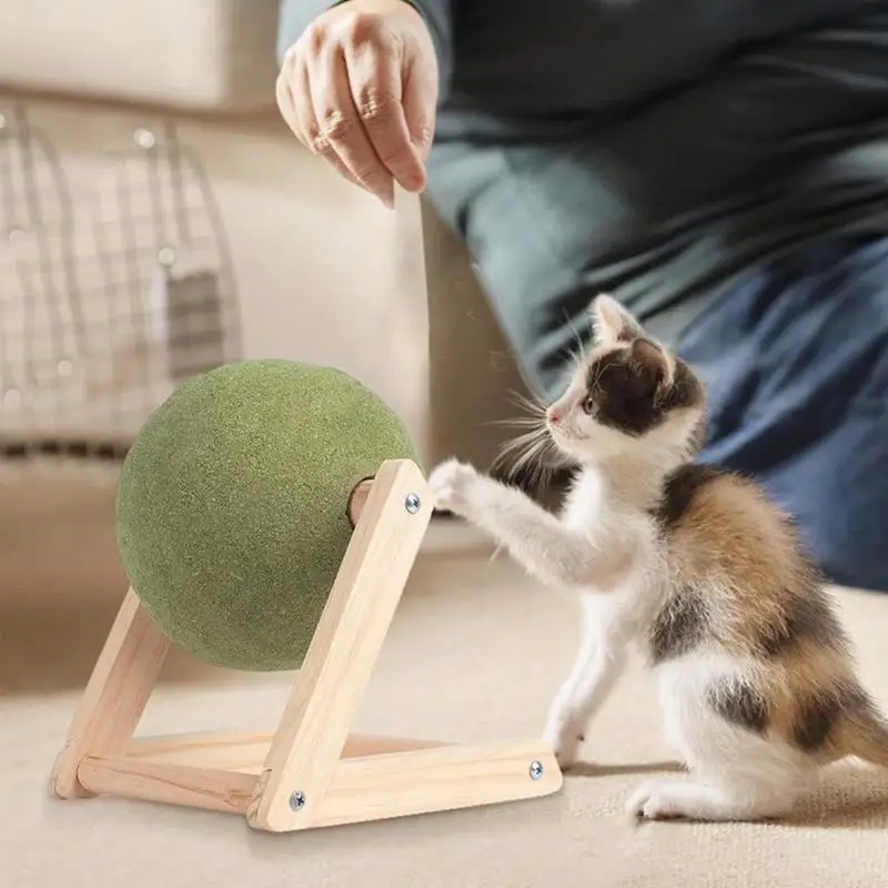 Giant Catnip Ball With Stand Rotatable Cat Floor Ball Toy Catnip Roller Ball Floor Mount Versatile Catnip Floor Toys Enjoyable