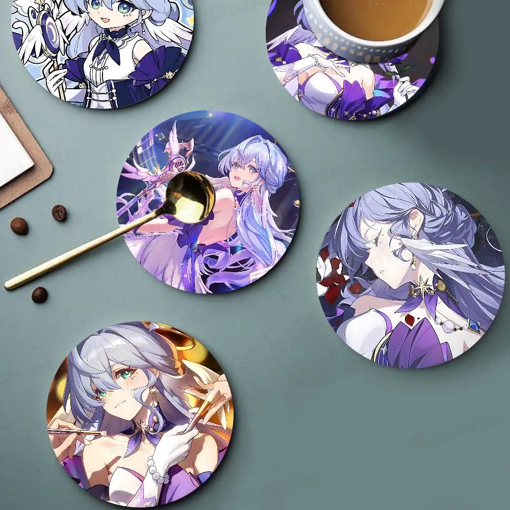 Game Honkai Star Rail ROBIN Coasters Suitable for daily family gathering decoration, kitchen, anti-slip wooden coasters