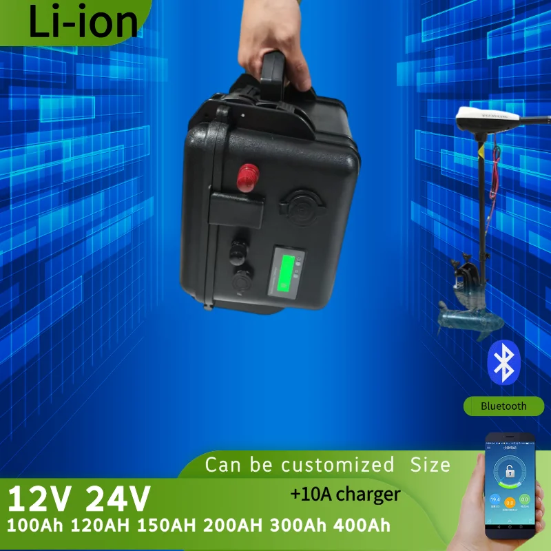 12V 24V 100Ah 120AH 150AH 200AH 300Ah 400Ah Li-ion lithium iron phosphate battery pack bluetooth BMS for boat solar system