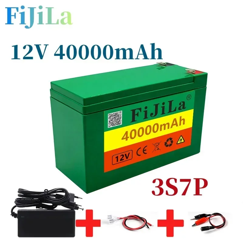 

12V 40Ah 3S7P 18650 lithium battery pack+12.6V 3A charger, built-in 40Ah high current BMS, used for sprayer, 12V power supply