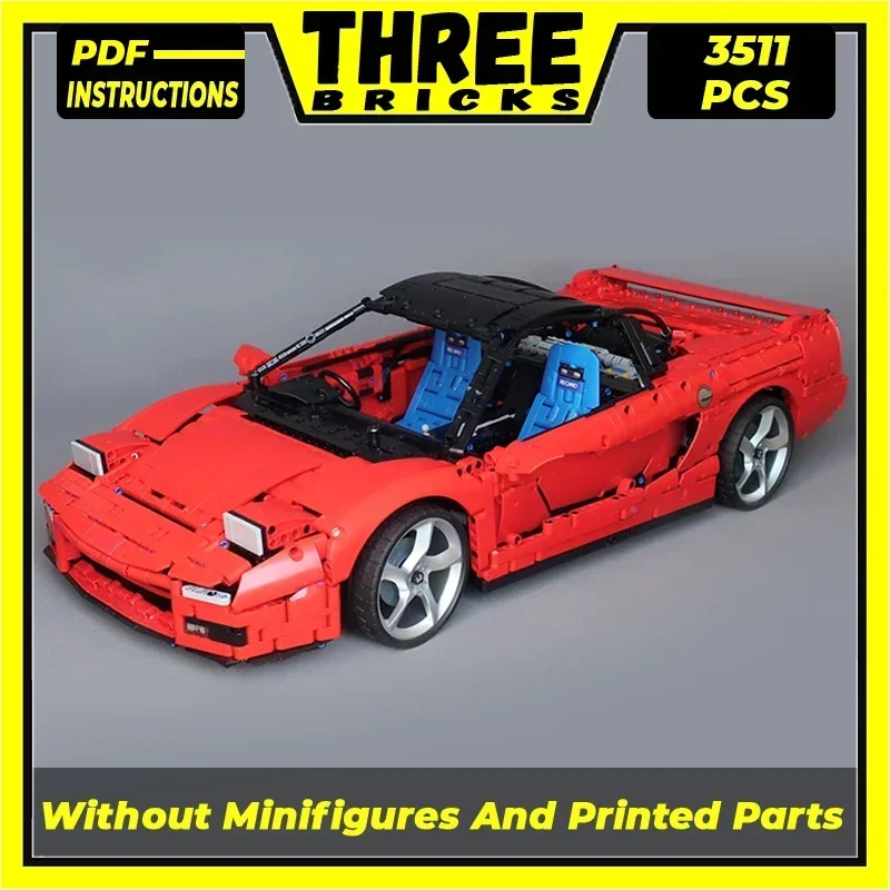 MOC-Briques de construction classiques Smile Car Model, Speed Champion, NSX, 1:8 Technology, Modular décennie ks, Gift, Christmas Toy, DIY Sets, Assembly