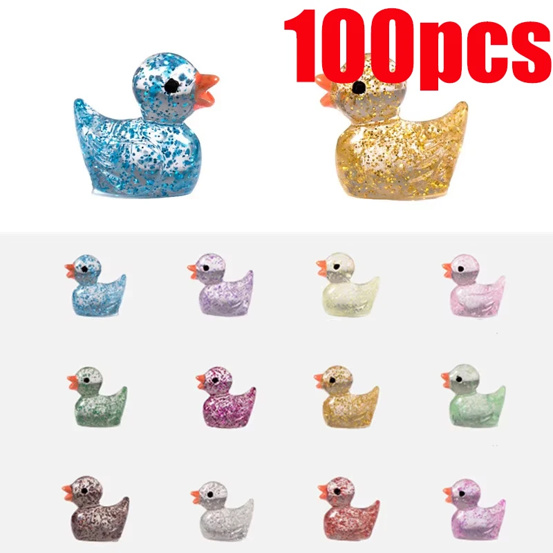 

100PCS Mini Ducks Sequin Miniature Duck Resin Desk Decoration Cute Figurines Fairy Garden Accessories Home Decor DIY Doll House