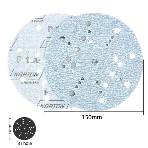 Imagen 2 del producto Papel de lija cerámico Saint-Gobain de 6 pulgadas de EE. UU. NORTON, papel de lija seco abrasivo para molienda de Metal y madera para coche