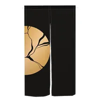 Japanese Noren Door Curtain Black Fuji Red Sun Koi Image Entrance Decor Bathhouse Partition Doorway Hanging Split Half-Curtain