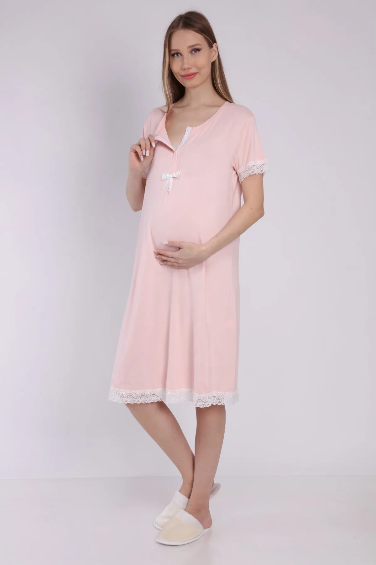 

Luvmabelly MYRA9592 Front Snap Fit Çıtlı Ruched Maternity Camisole-Pink