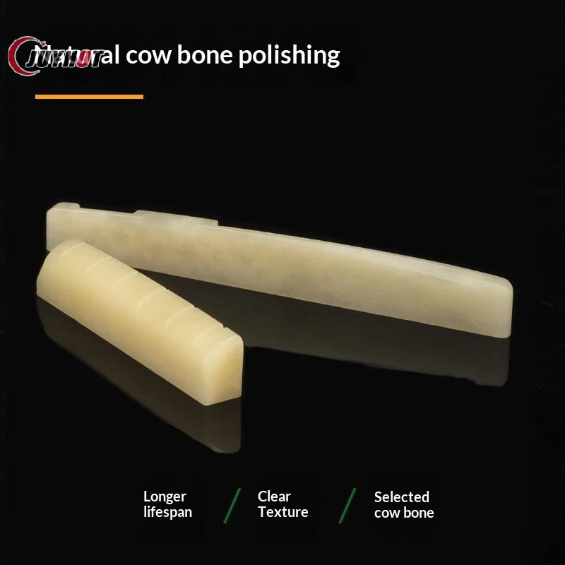 1pc 6 String Electric Guitar Bone Nut Flat Bottom Pre Slotted Real Bone Replacement For Intonation String Height Fix