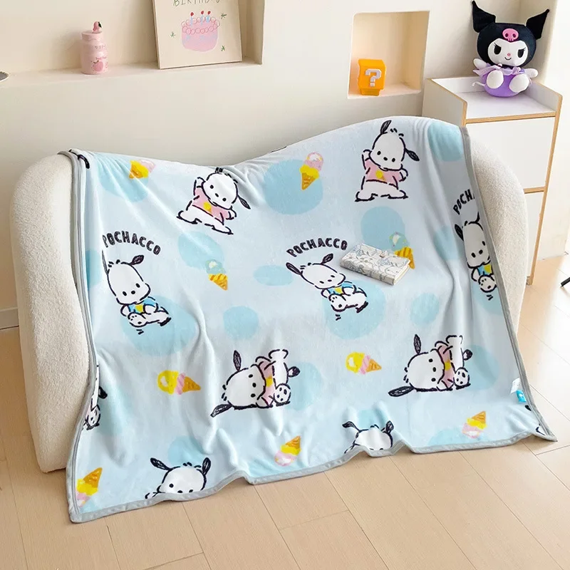 Sanrio Stitch Throw Blanket Hello Kitty Strawberry Pochacco Plush Quilt Room Decor Bedsheet Portable Travel Cover Kids Gifts