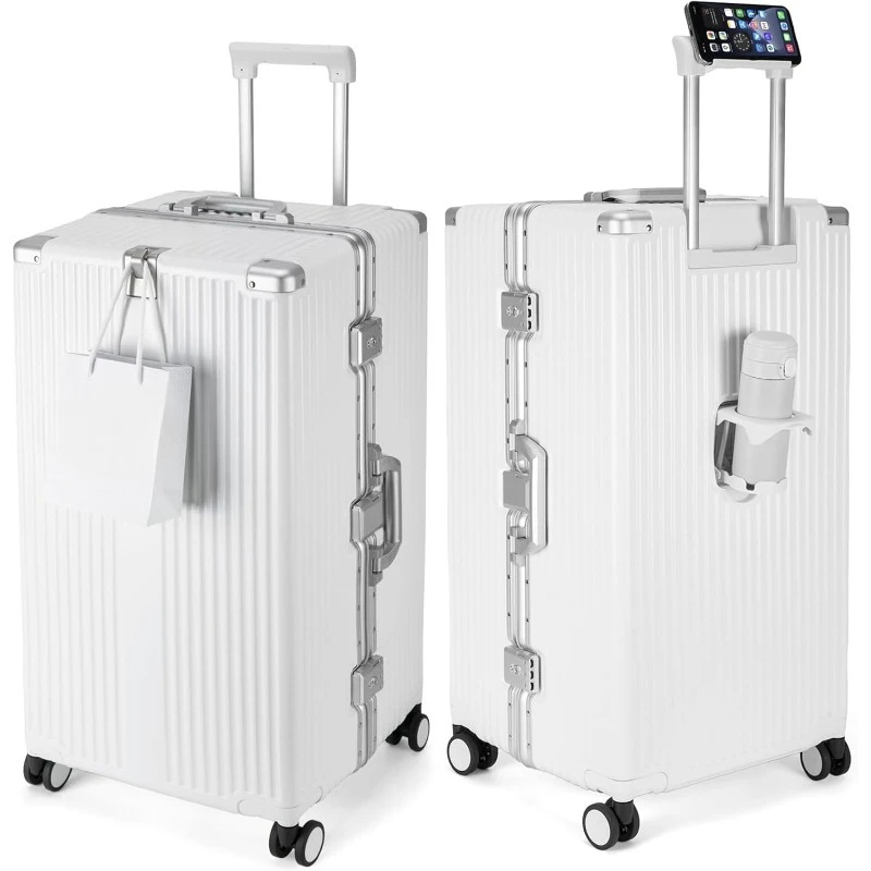 30in Super Large Captain Aluminum Frame Hardside Spinner Wheels Luggage, Zipperless Checked Suitcase