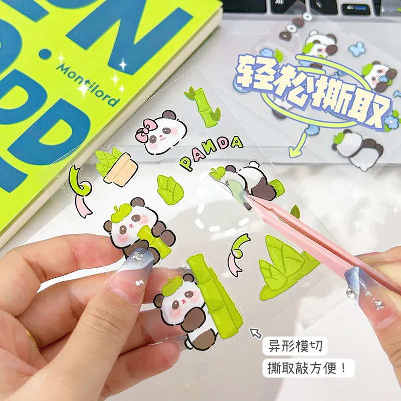 50 Blatt niedliche Haustier-Panda-Aufkleber, Cartoon-PET-Aufkleber für Kinder, DIY, Goo-Karte, Handbuch, wasserfest, niedliche Aufkleber, Scrapbooking-Aufkleber