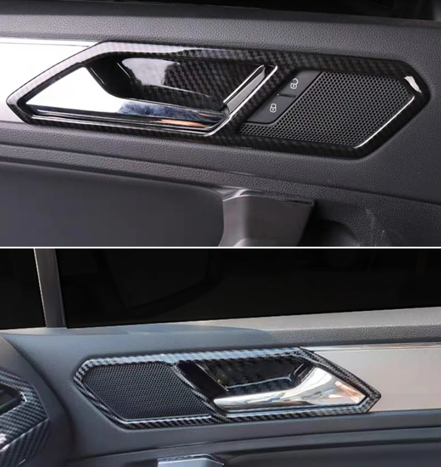 

Внутренняя боковая дверная ручка из углеродного волокна, накладка на чашу для Volkswagen VW Tiguan 201-2021 2022, аксессуары для интерьера