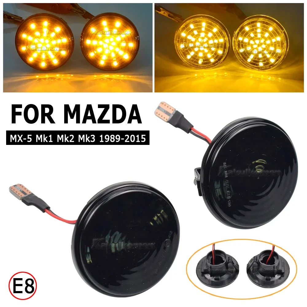 2pcs Dynamic Side Marker Turn Signal Light Sequential Blinker Lamp For Mazda MX5 Miata Mk1 Mk2 Mk3 1989-2015 Na Nb Nc