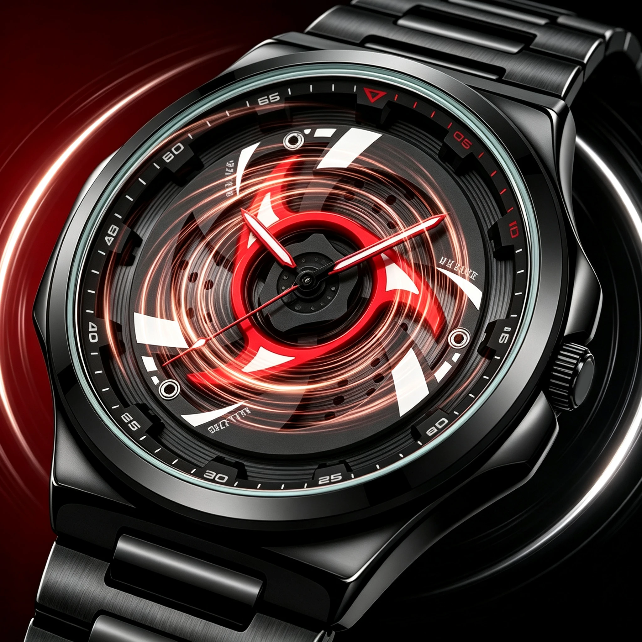 Fashion 360 Rotatable Turbine Dial Men Watch Red Sharingan Steel Band Male Quartz Wristwatch