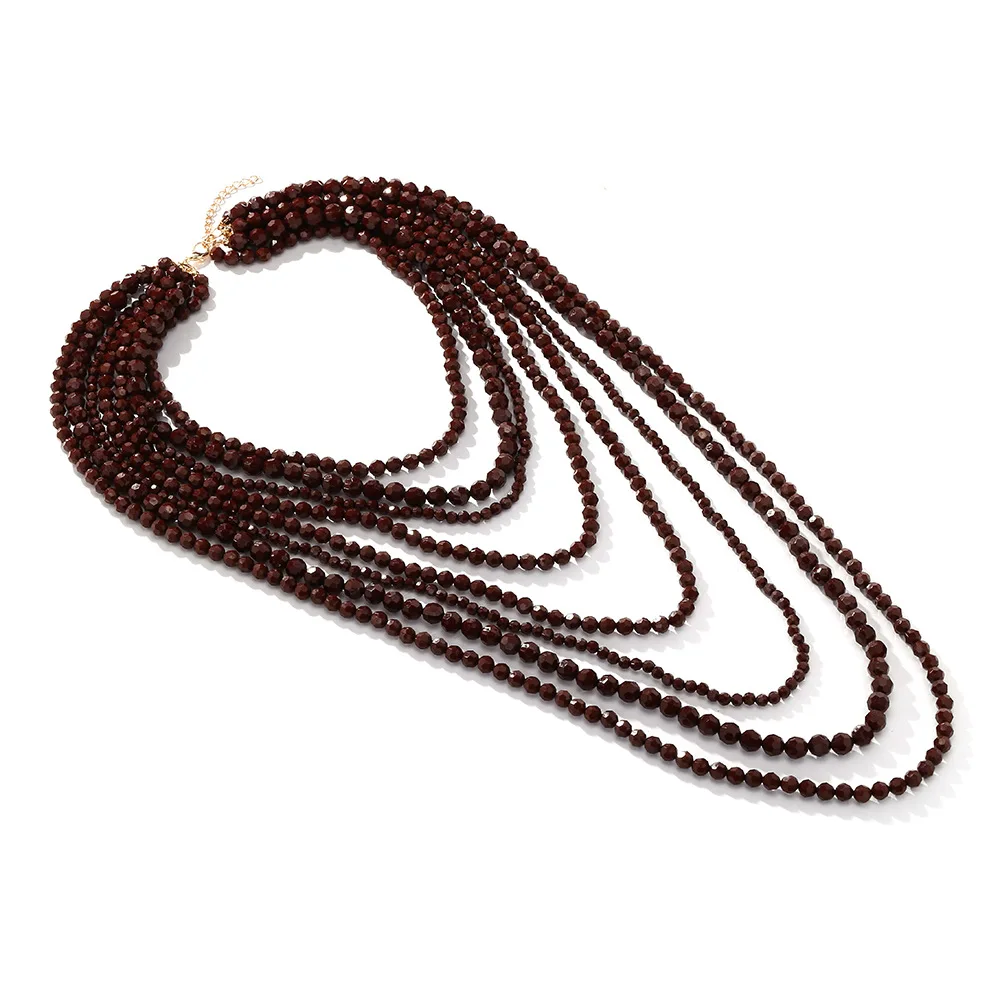 ZA Ethnic Multilayer Waterfall Beaded Handmade Necklace for Women and Girls Daily Gifts Jewelry