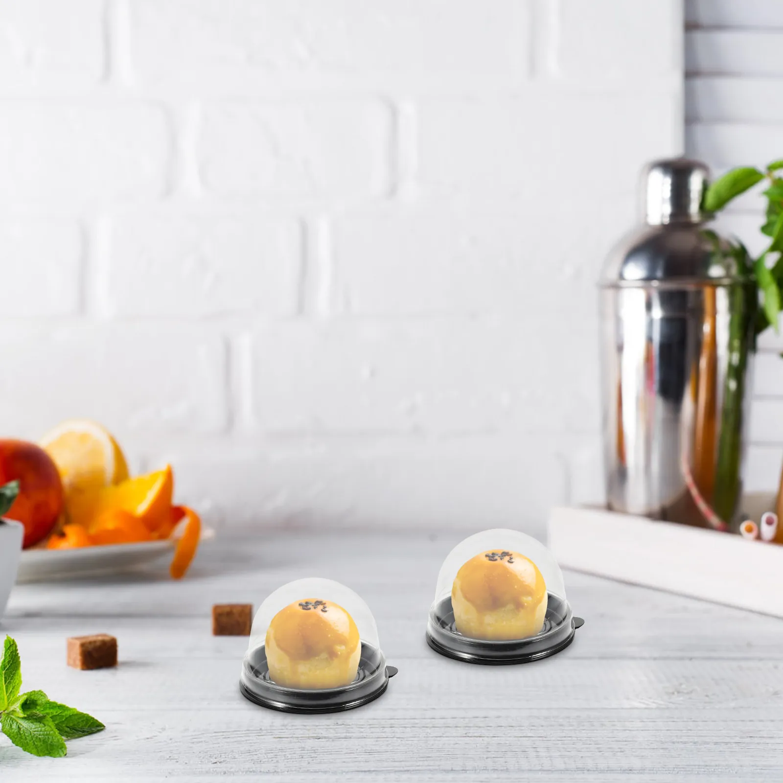 50 Cajas para Postres, Contenedores Transparentes de ABS Premium con Cúpula para Pasteles, Cupcakes, Bizcochos de Yema de Huevo, Suministros para Hornear, Fiestas