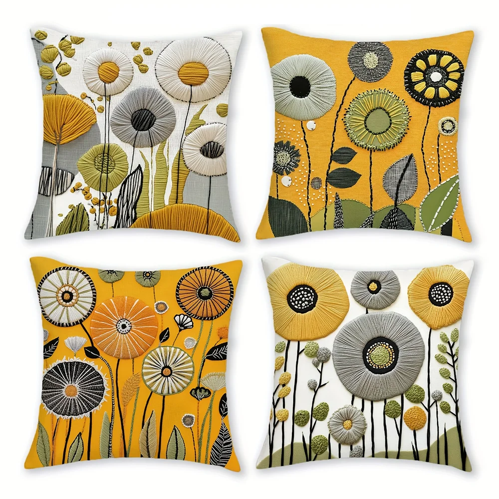 1pc Boho Floral Throw Pillow Covers, Decorative Square Cushion Cases for Home Sofa Bedroom Living Room Decor